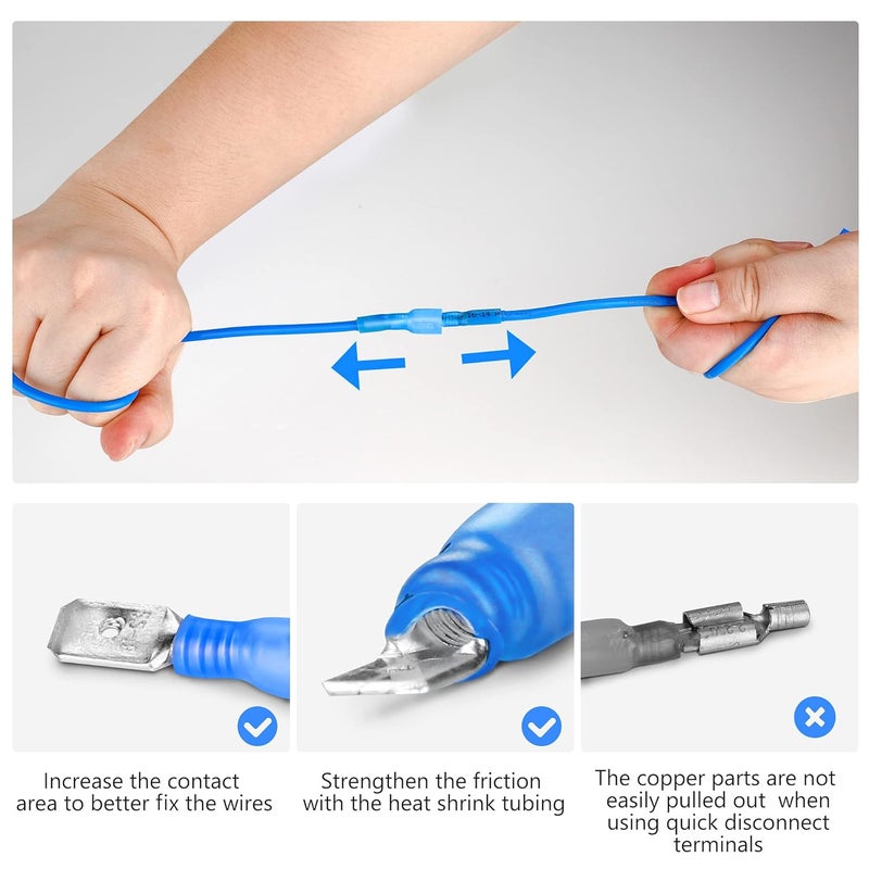 Kuject 130PCS Heat Shrink Wire Connectors Kit, Electrical Waterproof Crimp Butt Terminals, Insulated Spade Connectors for Automotive Marine Boat Truck, Include Rings Forks Spade Butt Splices - Image 4